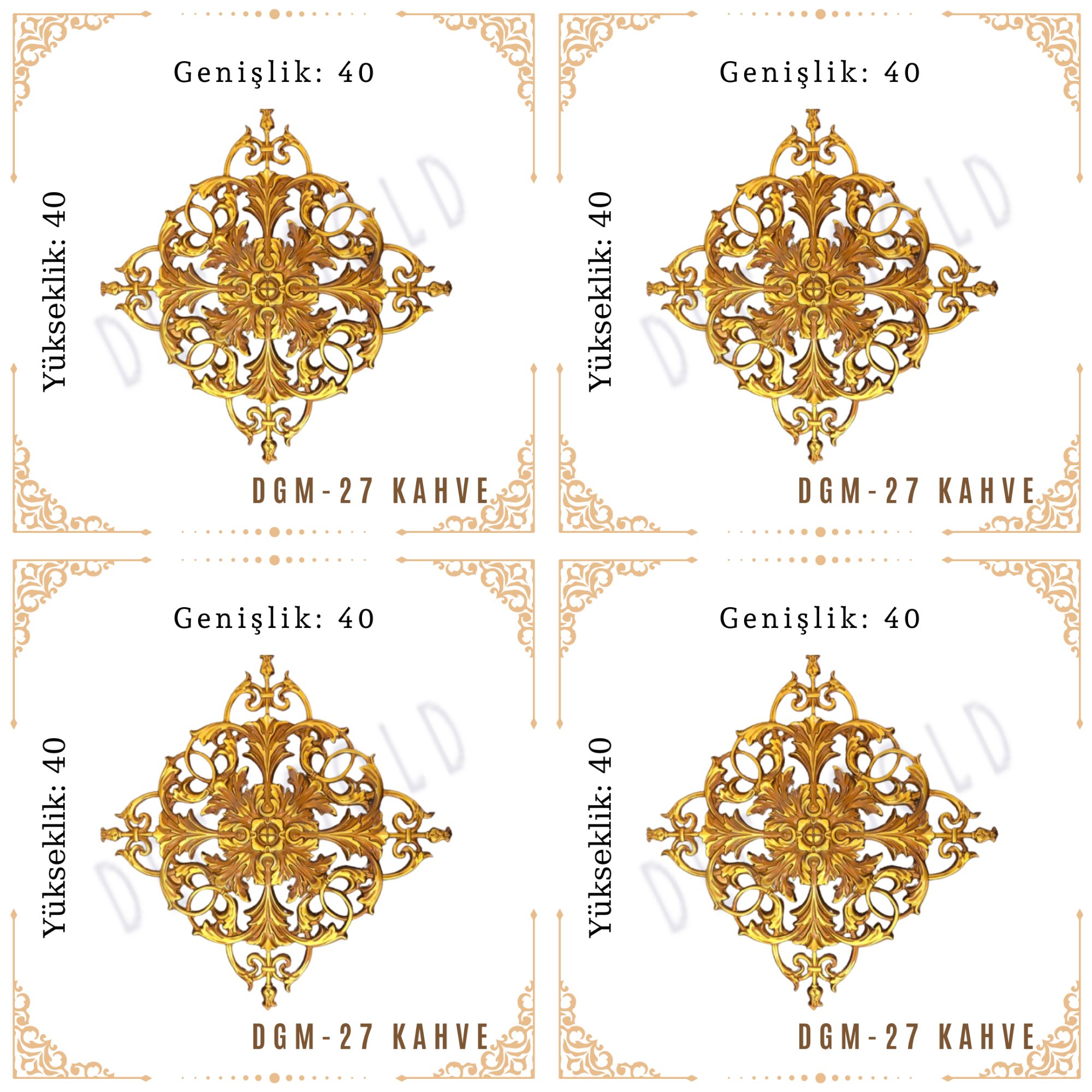 Saray Tavan Motif (40*40) DGM-27-Kahve(4 Adet)